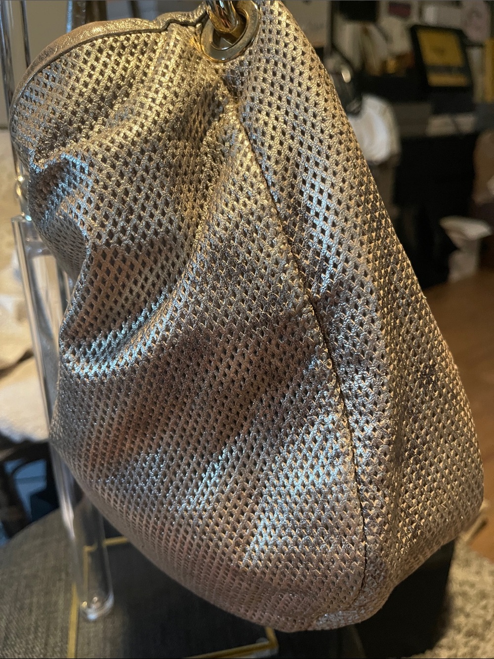 Jimmy Choo Metallic Gold Hobo Sky bag with bangle - Picture 5 of 14